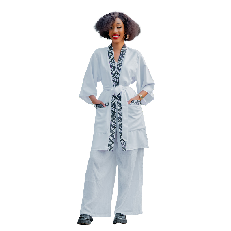  White kimono with Black &White details