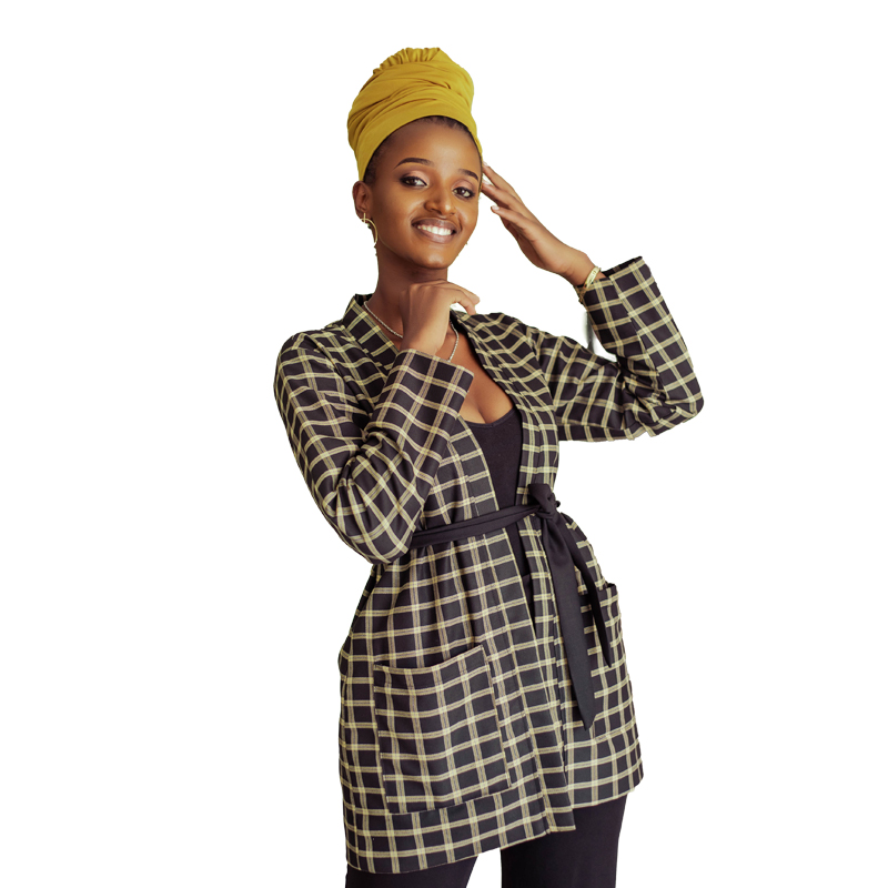  Checked black kimono